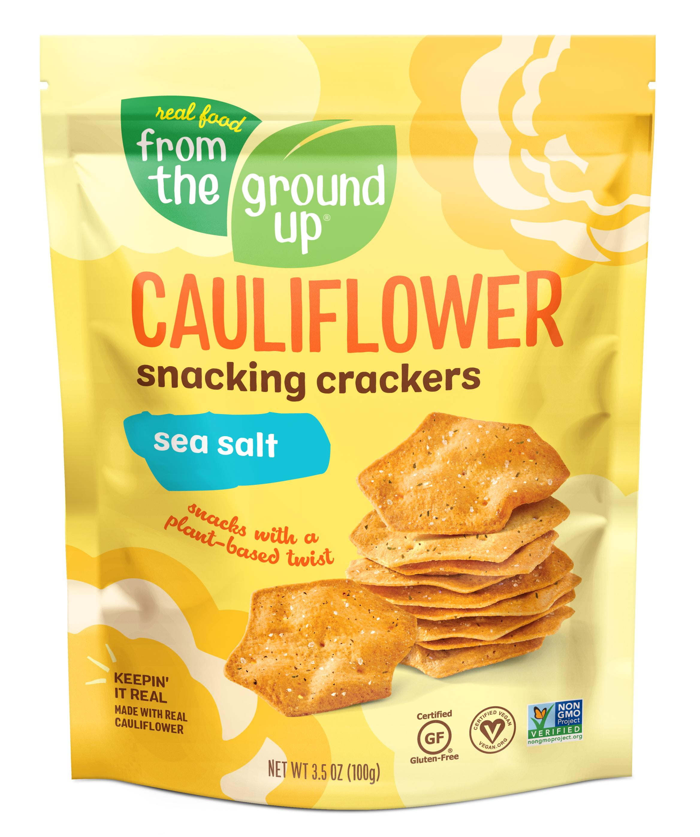 Real Food From The Ground Up Cauliflower Sea Salt Snacking Crackers, 3.