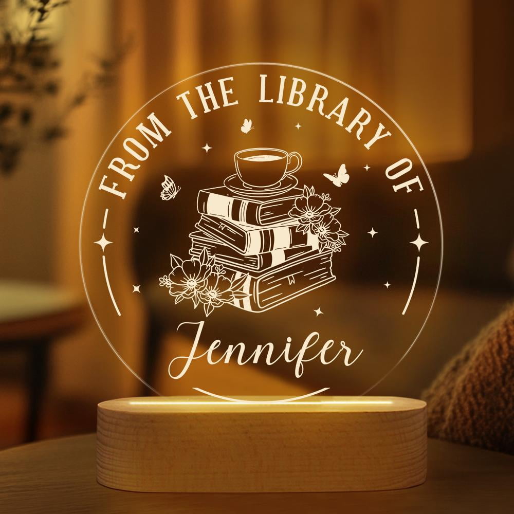 From The Library Of Custom Name Night Light Personalized Book Lover ...