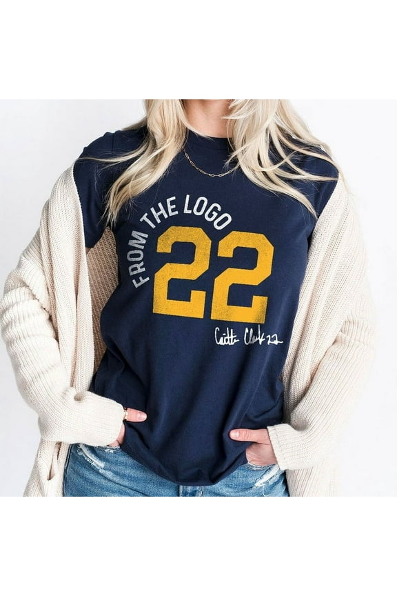 From The Logo 22 Caitlin Clark T-shirt Basketball Player MVP Slam Dunk Vintage Graphic Tee Unisex Tshirt Gift Navy Color size M