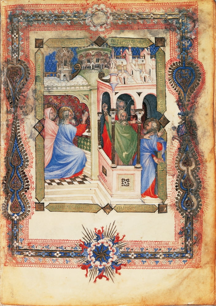 From The Offiziolo Of Gian Galeazzo Visconti Rejection Of Joachims Sacrifice Canvas Art - (24 x 36)