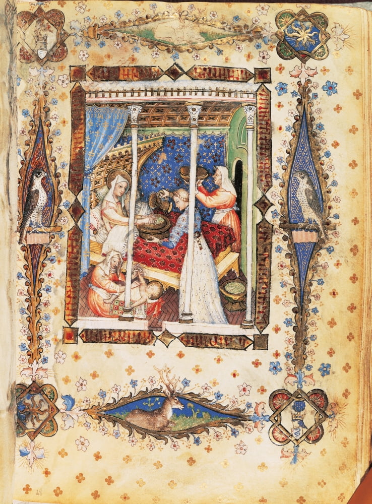 From The Offiziolo Of Gian Galeazzo Visconti The Birth Of The Virgin Mary Canvas Art - (24 x 36)