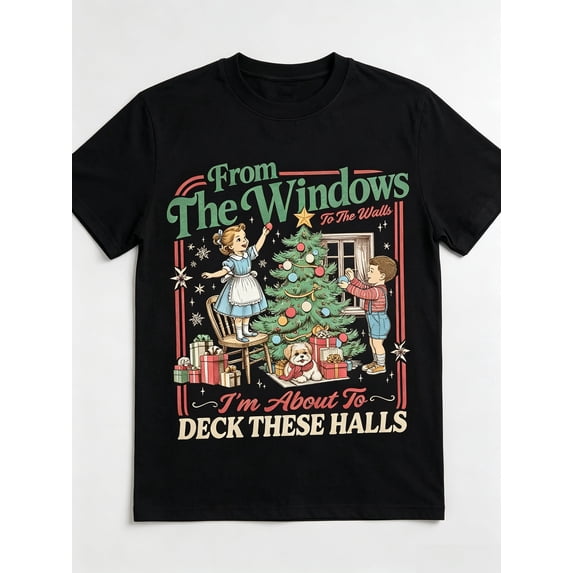 Windows Apps Retro From The Windows To The Walls T-Shirt Deck These Halls Retro Christmas ...
