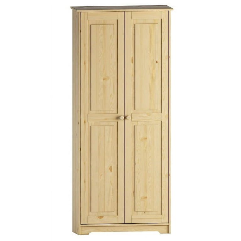 From The Tree Furniture Solid Wood Unfinished Pantry Cabinet 2 Doors With Adjule Shelves Linen Closet Laundry Storage Freestanding Slim Armoire Com