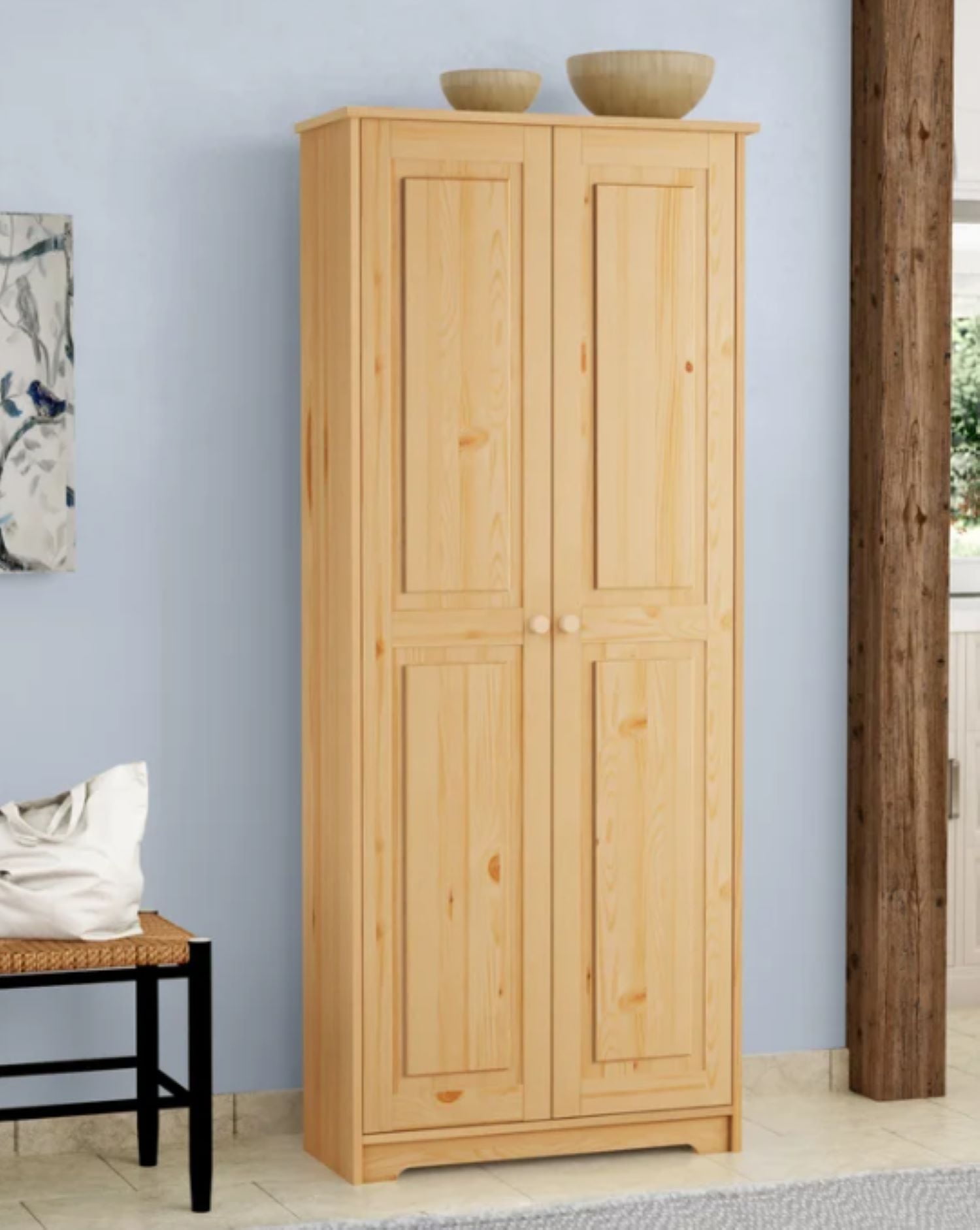 Cabinet Pantry 2 Doors Solid Wood Unfinished by From the Tree Furniture