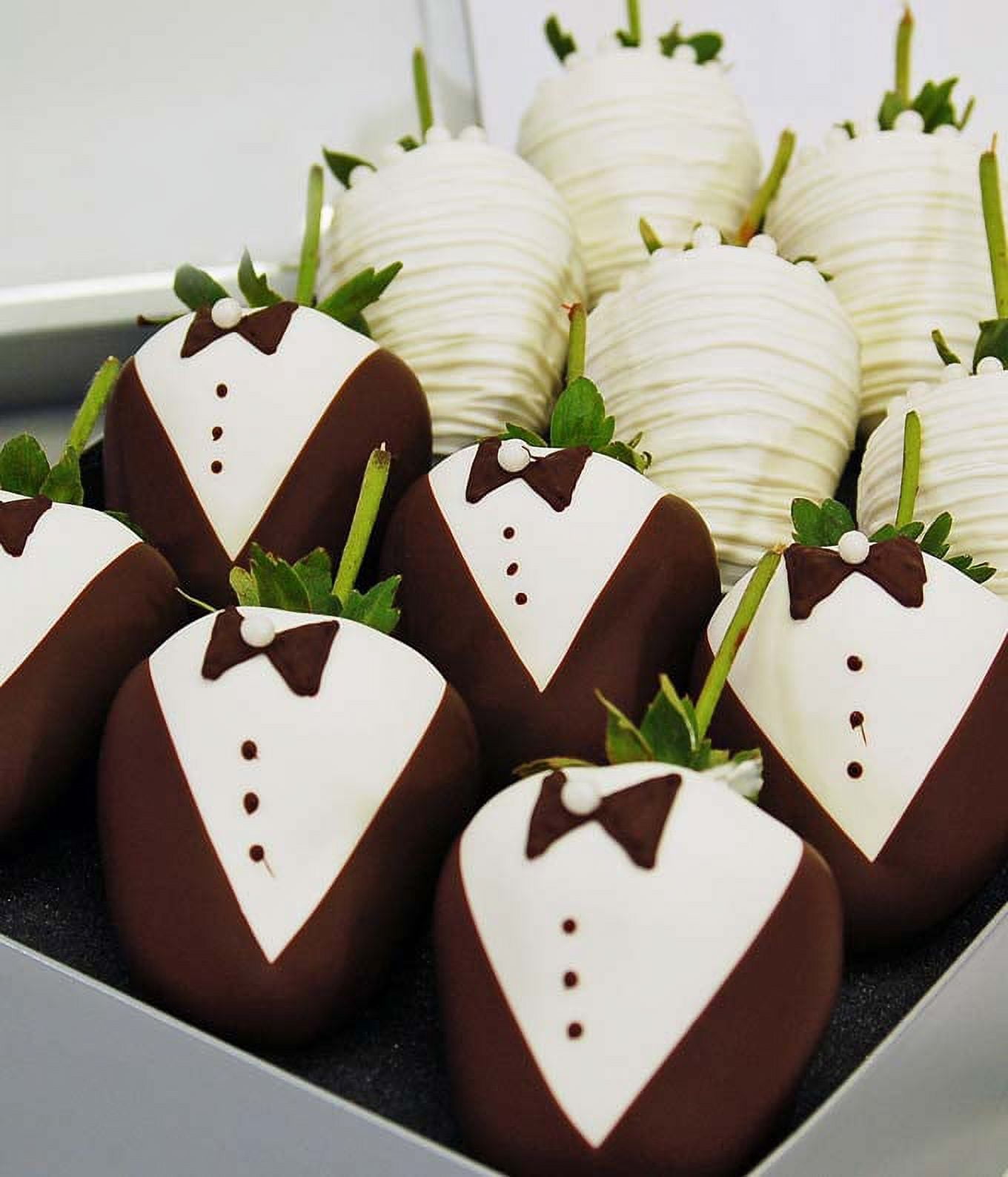 From You Flowers - Bride & Groom Chocolate Covered Strawberries for Birthday, Anniversary, Get Well, Congratulations, Thank You, All Occasions