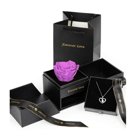 From You Flowers - Forever Rose & Necklace Gift Set- Purple for Birthday, Anniversary, Get Well, Congratulations, Thank You, All Occasions