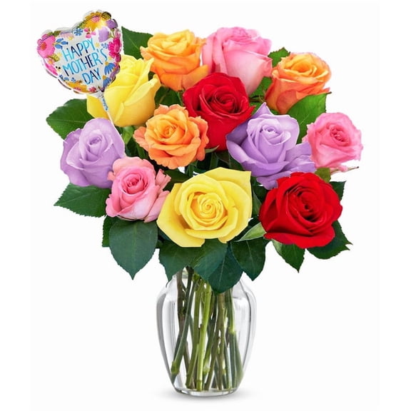 From You Flowers - One Dozen Mother's Day Rainbow Roses for Birthday, Anniversary, Get Well, Congratulations, Thank You, All Occasions