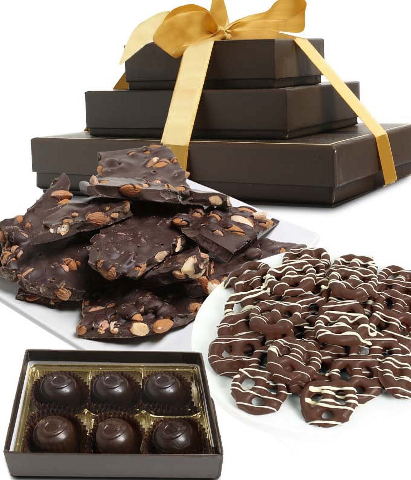 From You Flowers - Sweet and Salty Dark Belgian Chocolate Gift Tower for Birthday, Anniversary, Get Well, Congratulations, Thank You, All Occasions