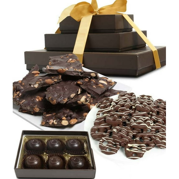 From You Flowers - Sweet and Salty Dark Belgian Chocolate Gift Tower for Birthday, Anniversary, Get Well, Congratulations, Thank You, All Occasions