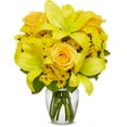 From You Flowers Yellow Lilies, Roses & Poms Bouquet with Free Vase