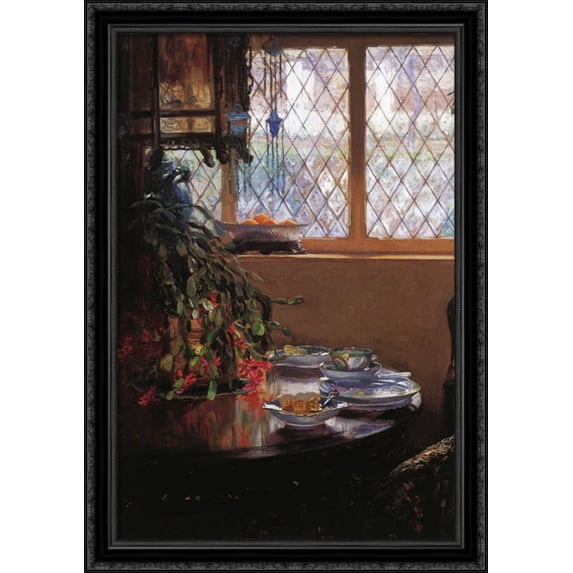 From the Dining Room Window 28x40 Large Black Ornate Wood Framed Canvas Art by Guy Rose