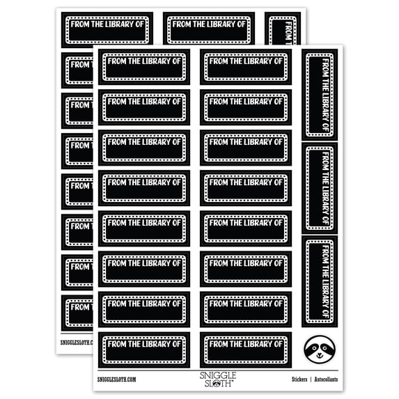 From the Library of Fun Border Book Sticker Set - Black - Matte Finish - 2.00" Large