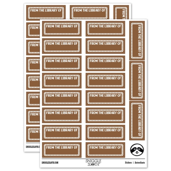 From the Library of Fun Border Book Sticker Set - Brown - Matte Finish - 2.00" Large