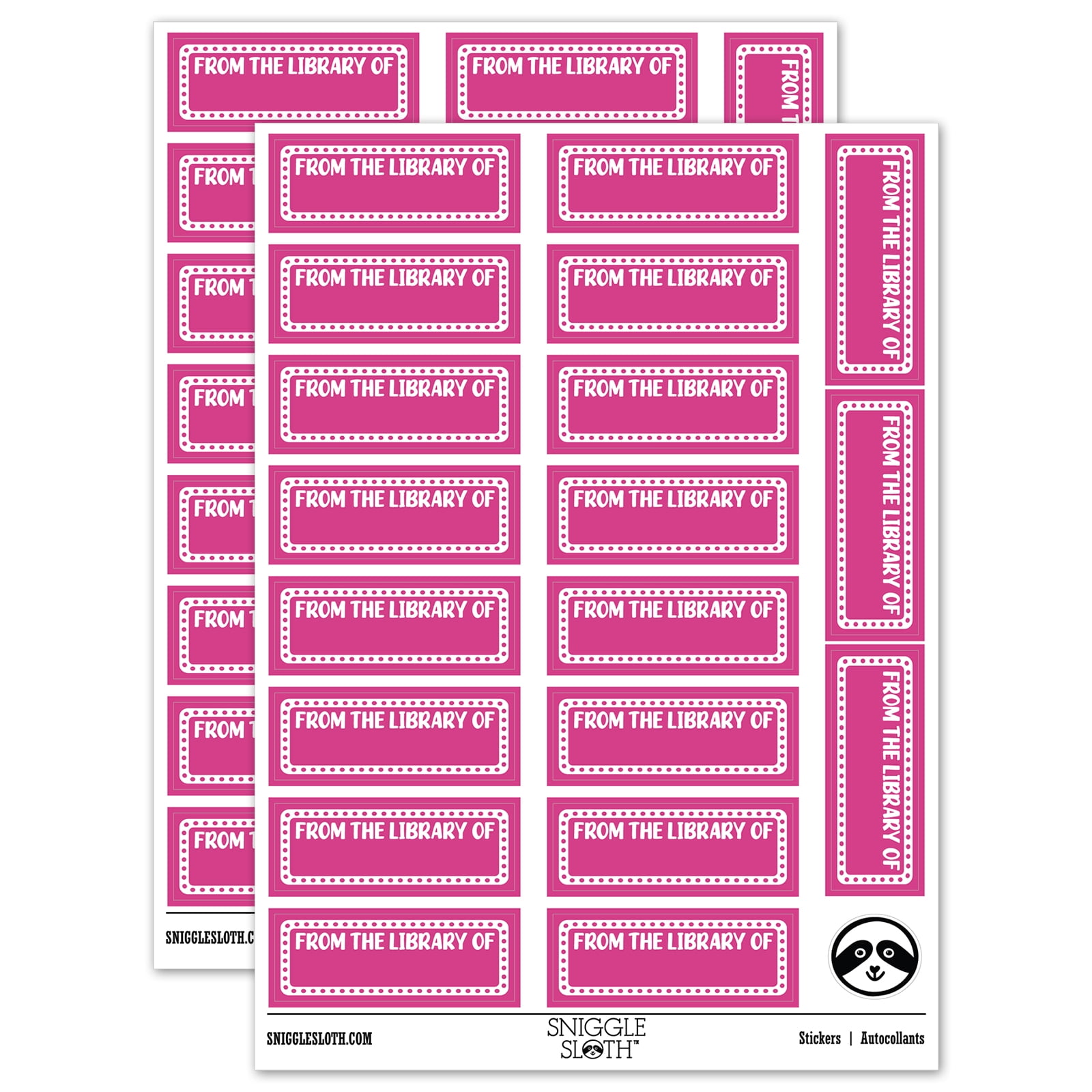 From the Library of Fun Border Book Sticker Set Hot Pink Matte