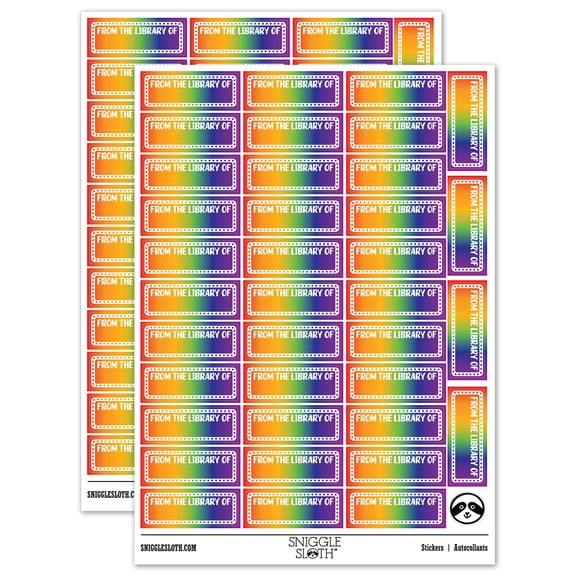 From the Library of Fun Border Book Sticker Set - Rainbow - Gloss Finish - 1.5" Small