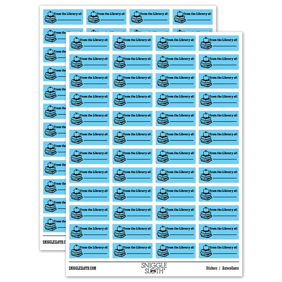 From the Library of Teacher Student School Sticker Set - Light Blue - Gloss Finish - 1.25" Mini