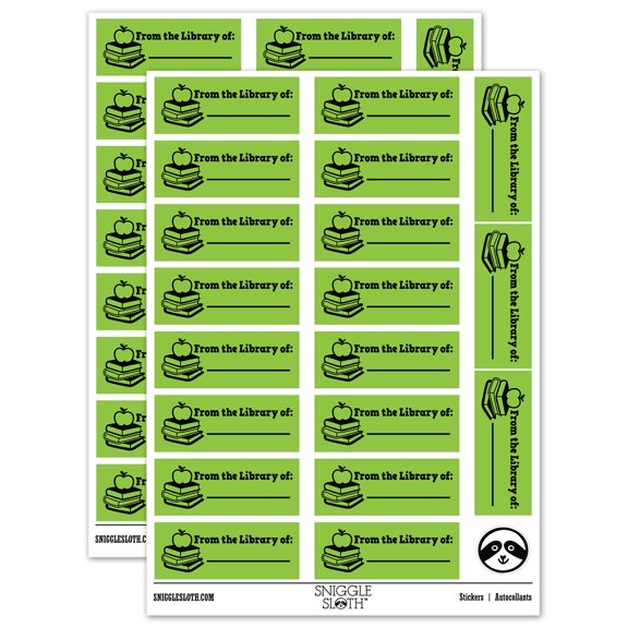 From the Library of Teacher Student School Sticker Set - Light Green - Gloss Finish - 2.00" Large
