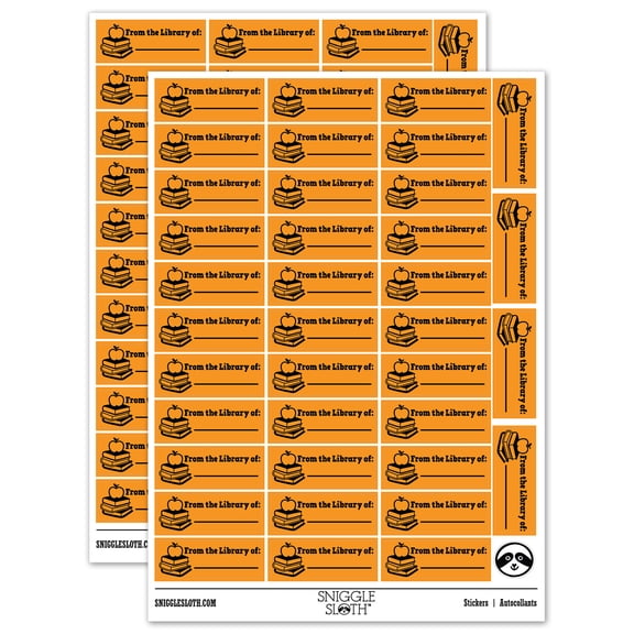 From the Library of Teacher Student School Sticker Set - Orange - Matte Finish - 1.5" Small