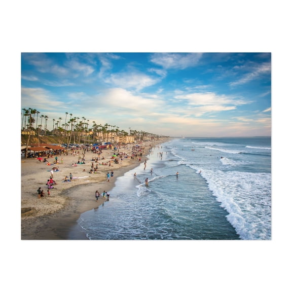 From the Pier - Oceanside California Photography Beach Coast Palm Tree Ocean Surf Summer Tropical Unframed Wall Art Print 18 x 24 inches
