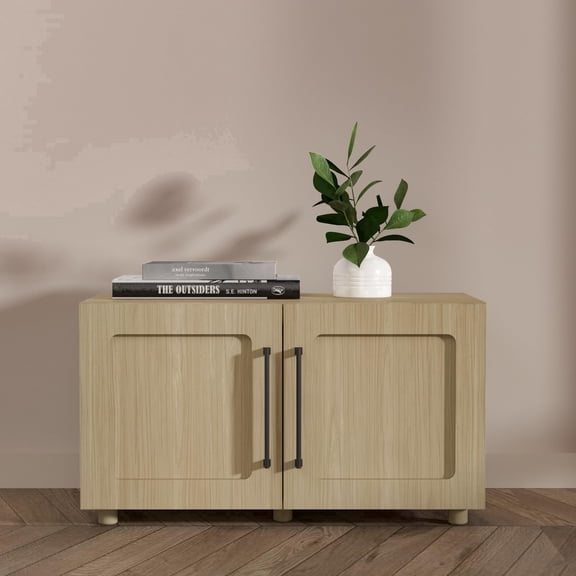 From the Tree Furniture Arden Low Storage Cabinet, Natural Oak, 32"W Modern Sideboard with Soft-Close Wood Doors, Modular Accent Cabinet