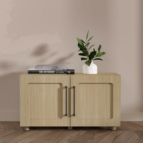 From the Tree Furniture Arden Low Storage Cabinet, Natural Oak, 32"W Modern Sideboard with Soft-Close Wood Doors, Modular Accent Cabinet