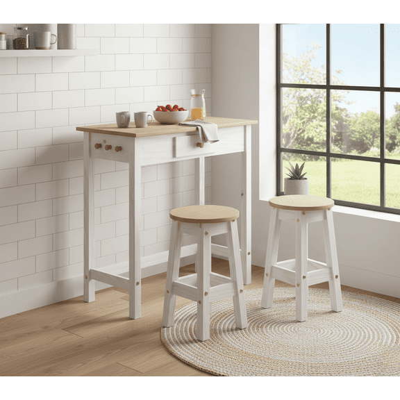 From the Tree Furniture - Breakfast Table Set with Stools, White, Kitchen/Dining Room, Farmhouse Style