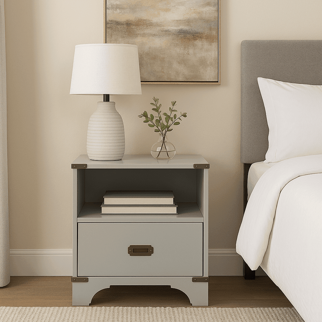 From The Tree Mid-Century Modern Nightstand – Minimalist Bedside Table with Drawer and Open Shelf, Compact and Stylish Design for Adults