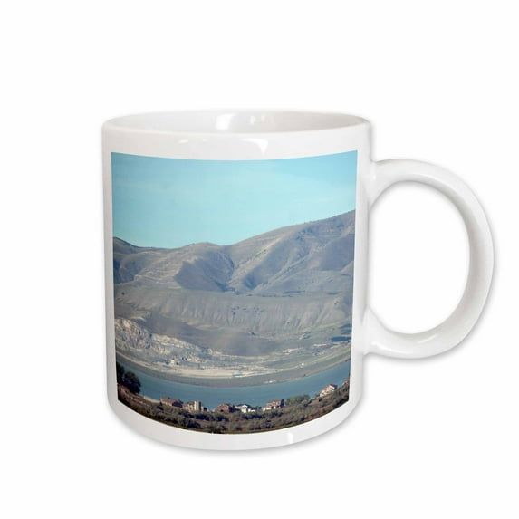 From the highway a photo of a mountain and lake with homes 11oz Mug mug-300885-1