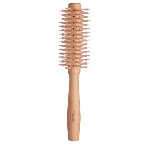 Fromm Mission Sleek ¾″ Round Wood Brush – Vented Boar‑and‑Nylon Styling Brush for Smooth Blowouts