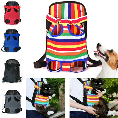 Fron Pouch Dog Carrier, Wide Straps with Shoulder Pads, Adjustable and Legs Out Pet Backpack Carrier(Colorful/M)