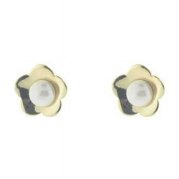 Fronay Collection 18K Gold Tone Flower & Freshwater Pearl Bulb Earrings