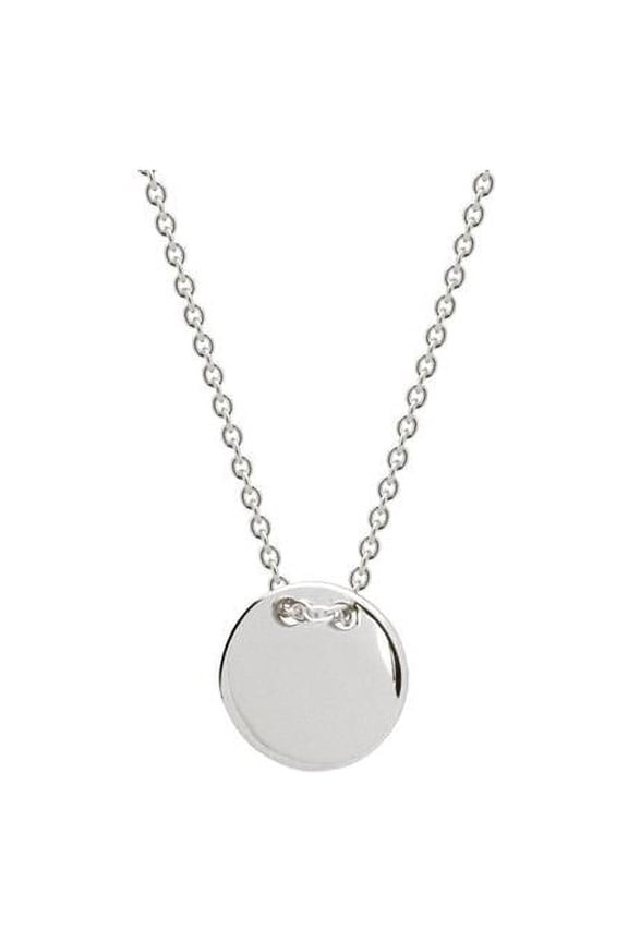 Collar en Plata 0.925 Platinada Con Dije 10 mm Redondo Plano Para Grabar Necklace - 15.5 Plus 1.5 in.