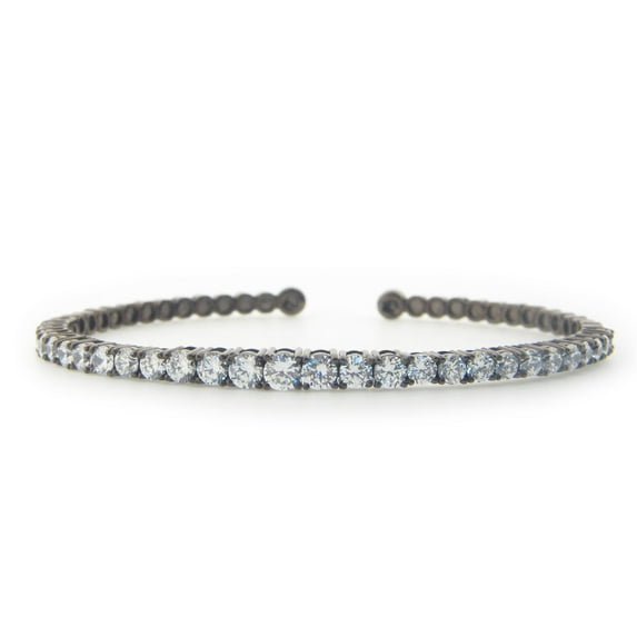 Fronay Collection Gunmetal Sterling Silver Degrade Riviera Cubic Zirconia Bangle Bracelet