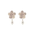 thumbnail image 1 of Fronay Collection Rose Gold Hammered Flower & Rice Pearl Earrings - Rose Gold, 1 of 1