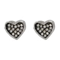 thumbnail image 1 of Fronay Collection  Silver Rhodium Plated Satin Finish Black Rhodium Inside Cubic Zirconia Heart Shape Stud Earrings, 1 of 1