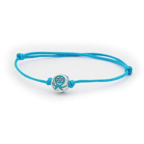 Fronay OCTO Octopus Enamel Charm Sterling Silver Adjustable Blue Cord Bracelet