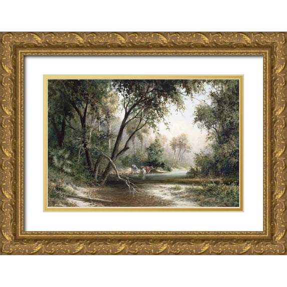 Fronckowiak, Art 32x23 Gold Ornate Wood Framed with Double Matting Museum Art Print Titled - Forked Creek