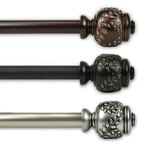 Frond 1" Curtain Rod 48-84 inch - Satin Nickel