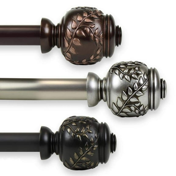 Frond 1 in. Single Curtain Rod 160 in. to 240 in. in Black