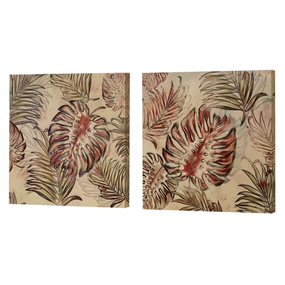Frond Haven Canvas Wall Art Multi Warm Set of Two 2
