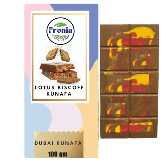 Fronia Dubai Chocolate Lotus Bisciff Kunafa Candy Bar – 3.5 oz (100 g)