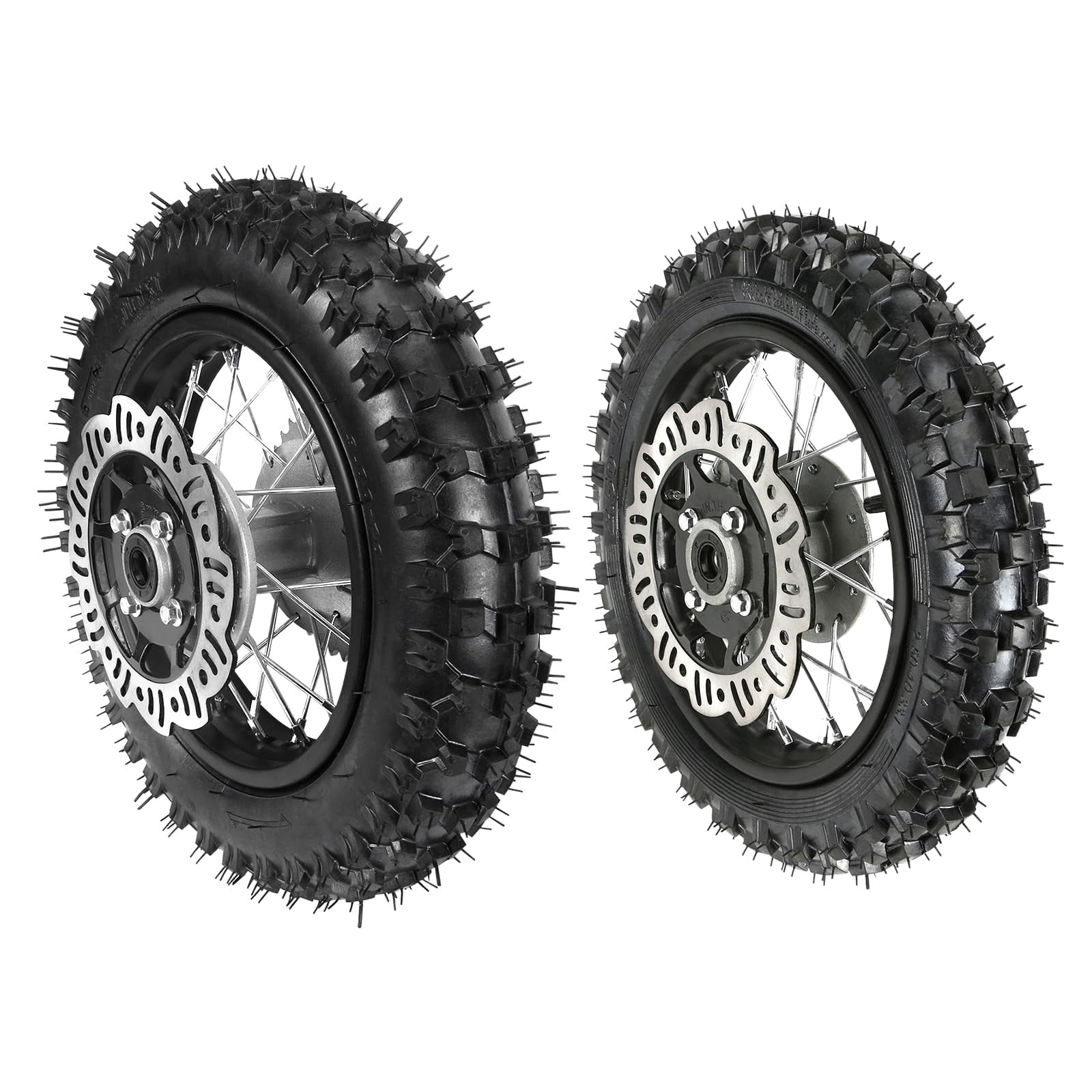 Wheel Assembly Disc Front 2.50-10 Tire and Rear 3.00-10 Dirt Bike Tire, 10