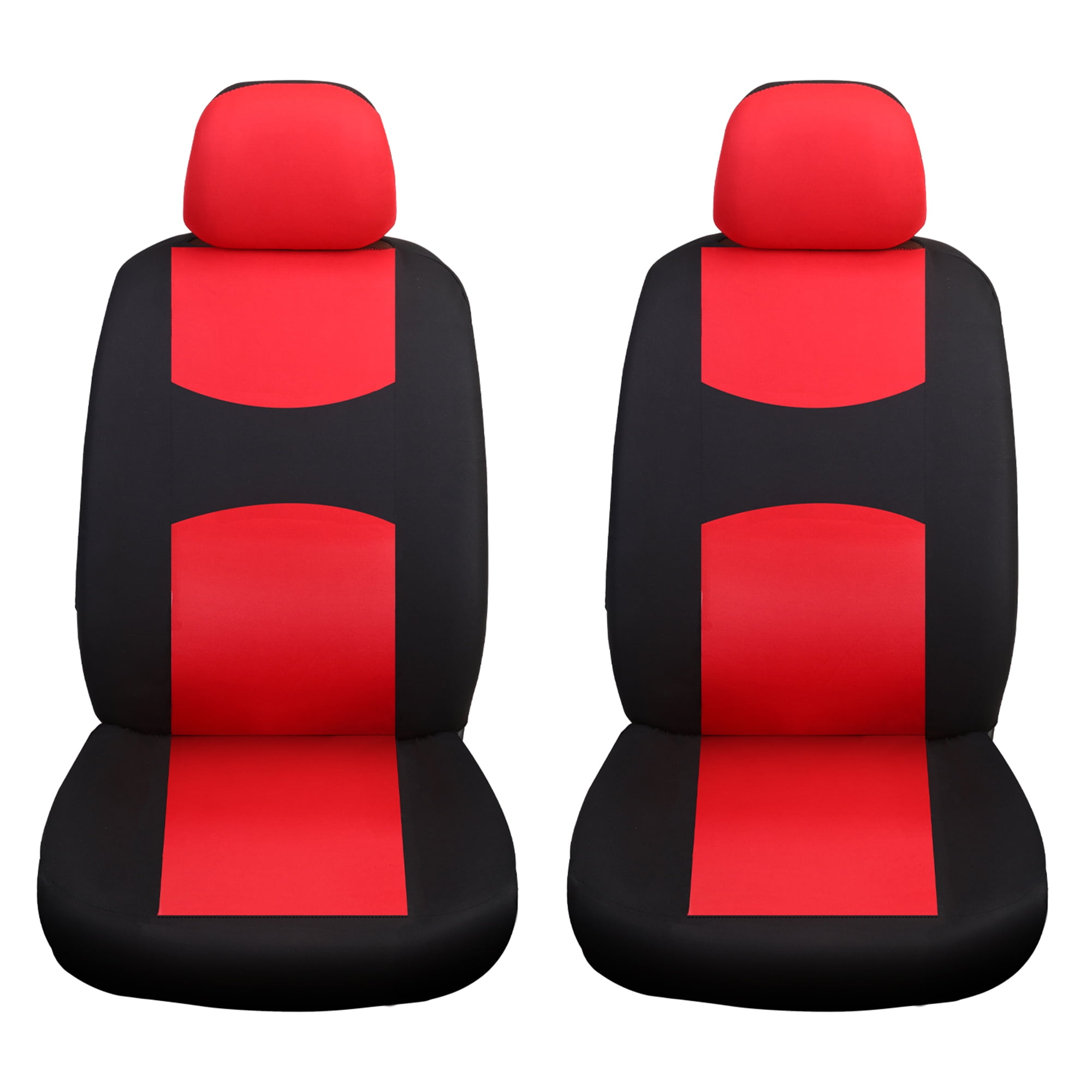 Front 2 Seat Car Seat Covers, Sport Black-Red Design, Universal Fit for Cars SUVs Trucks, Full Protection, Anti-Wear, All-Season Auto Interior Set
