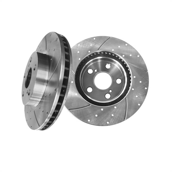 Front 255mm Drilled Slotted Brake Disc Rotors For 2010-2015 Toyota Prius