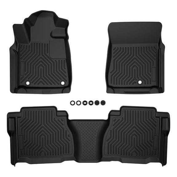 Front & 2nd All-Weather TPE Floor Mats Fit For 2007-2011 Toyota Tundra Double Cab / CrewMax