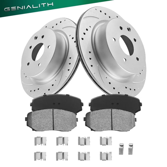 Genialith Front Brake Kit, Geomet Coat Brake Rotors Ceramic Pad Kit for 2007-2015 Mazda CX-9, 320mm (12.6in)