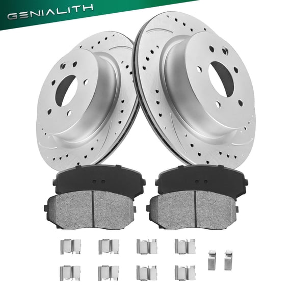 Genialith Front Brake Kit, Geomet Coat Brake Rotors Ceramic Pad Kit for 2007-2015 Mazda CX-9, 320mm (12.6in)