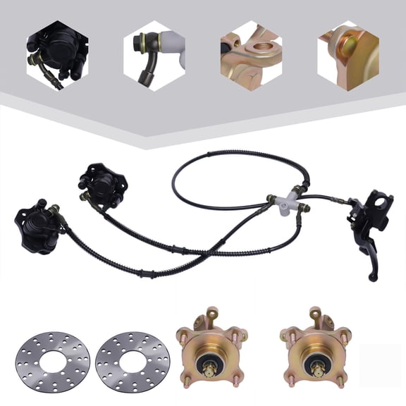 Front 4 Stud Wheel Hub+ Steering Knuckle+Brake Caliper+ Rotor Go Kart Quad ATV New