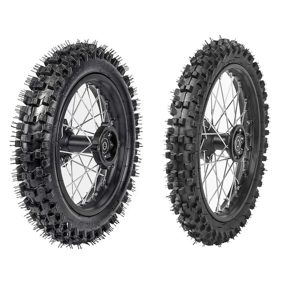 Front 60/100-14 + Rear 80/100-12 Wheel Tire and Rim With 12mm Bearing 1.85x12 1.4x14 Rim for Off Road Dirt Pit Bike Apollo Taotao Coolster SSR 110 125cc KX65