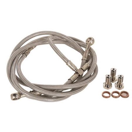 Front ATV Steel Braided Brake Line Standard Length +2" Silver for Honda TRX 400X 2009